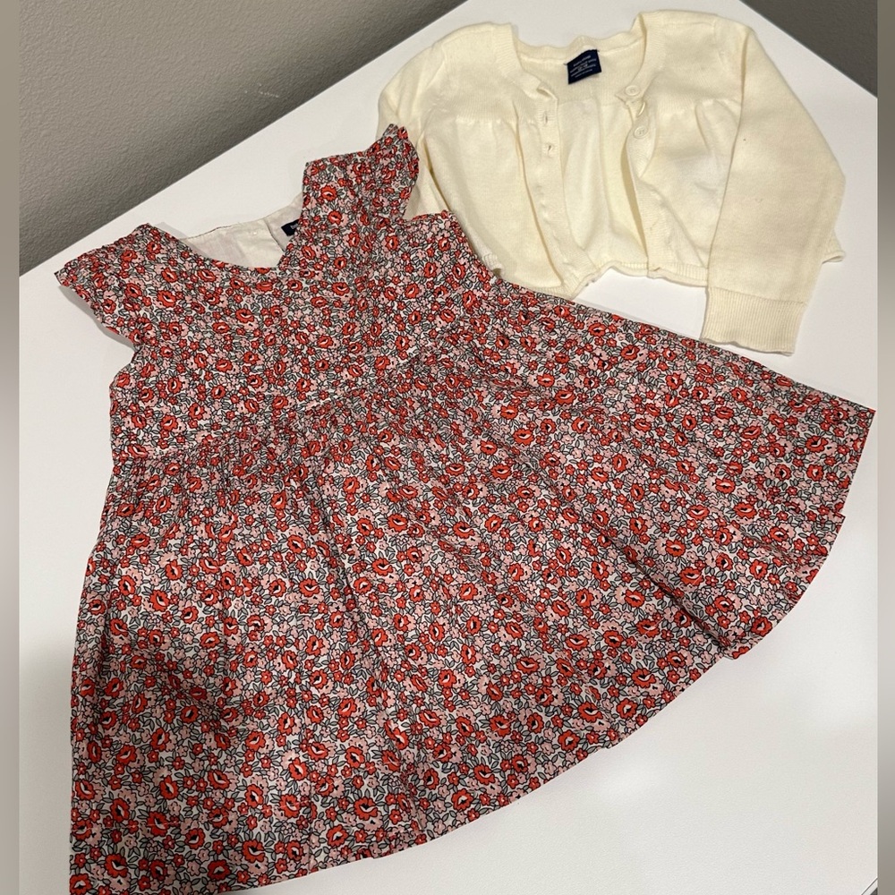 Baby Gap dress and cream Cardigan size 12-18 Mon